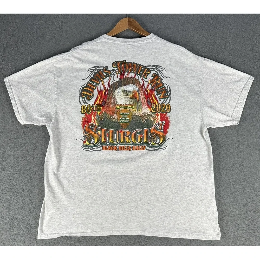 Sturgis Shirt Mens 2XL Grey Devils Tower Run Black Hills Rally Bald Eagle Biker - Picture 1 of 7